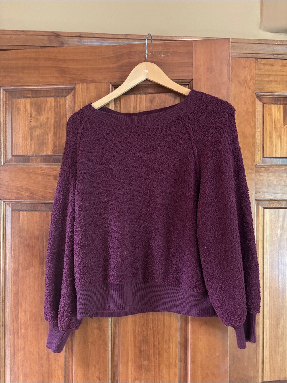 Altar'd State Burgundy Bouclé Crewneck Sweater